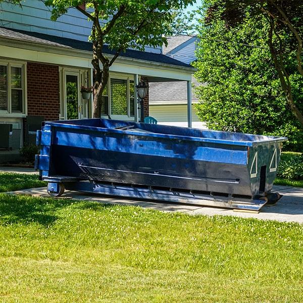 residential dumpsters can be placed on a driveway or lawn, but precautions should be required to avoid damage to the property